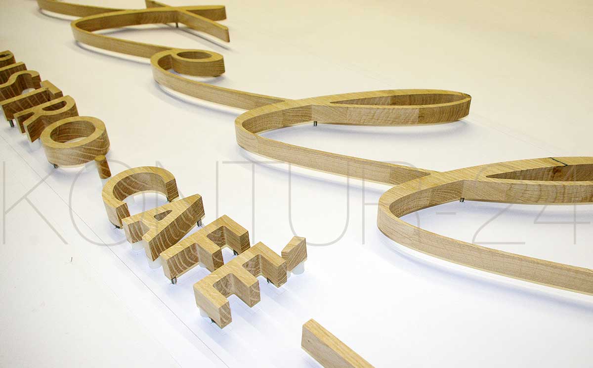 Holzbuchstaben Wildeiche 1-Schicht 19mm